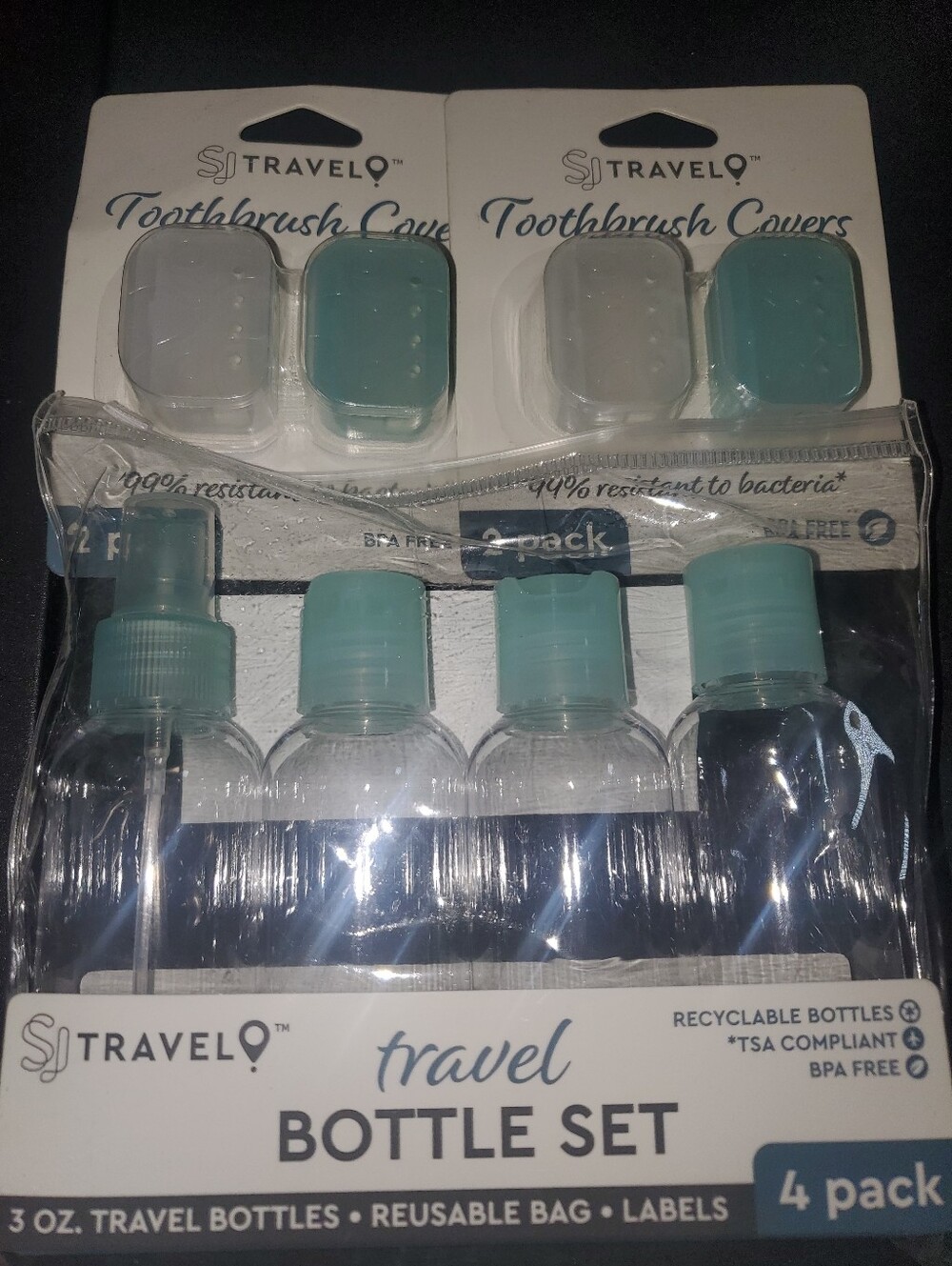 Travel Bottle Set & Toothbrush Covers